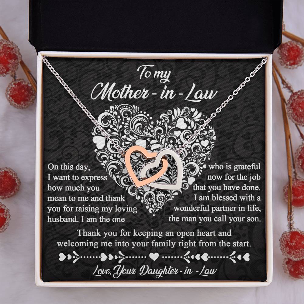 Mother-In-Law-An Open Heart-Interlocking Hearts Necklace