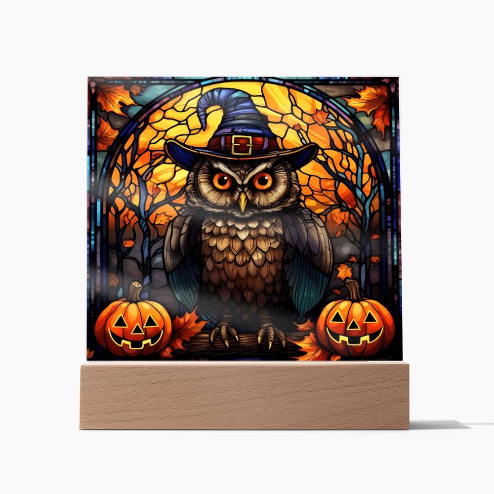 Halloween-Owl Stained Glass-Acrylic Square