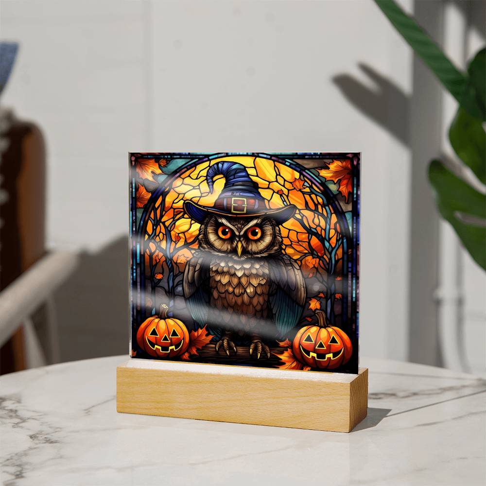 Halloween-Owl Stained Glass-Acrylic Square