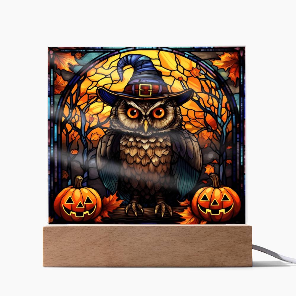 Halloween-Owl Stained Glass-Acrylic Square
