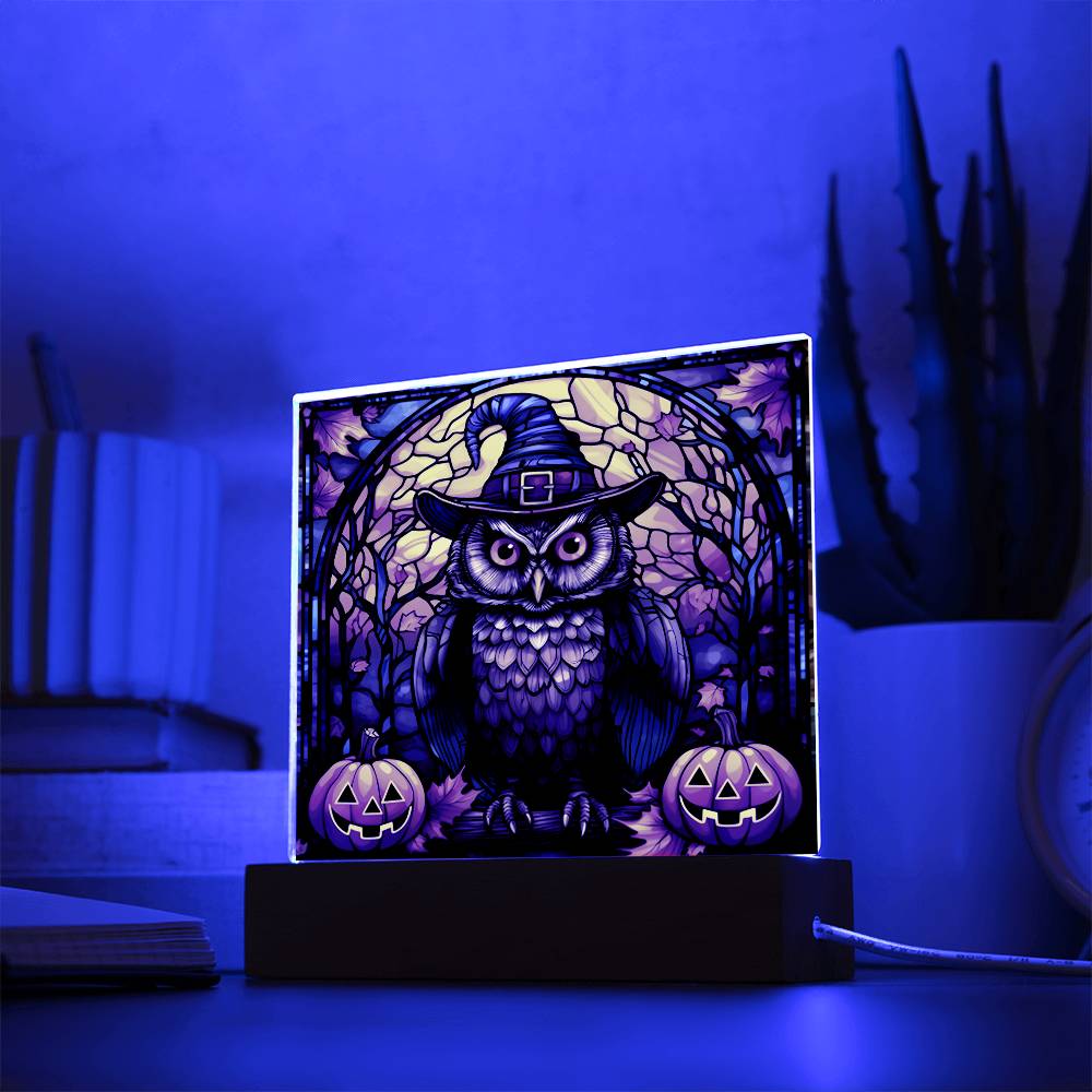 Halloween-Owl Stained Glass-Acrylic Square