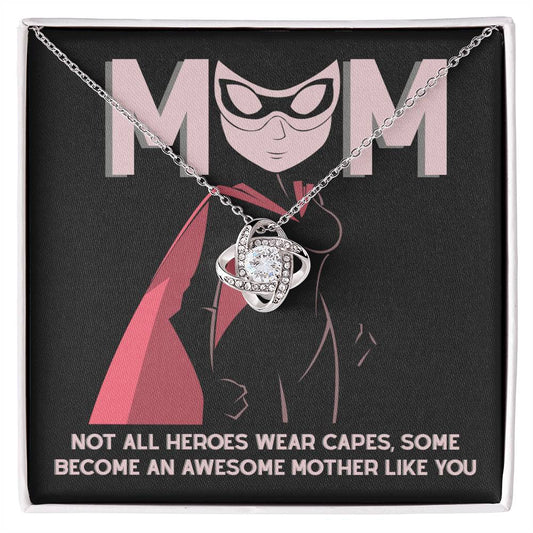 Mom-An Awesome Mother-Love Knot Necklace