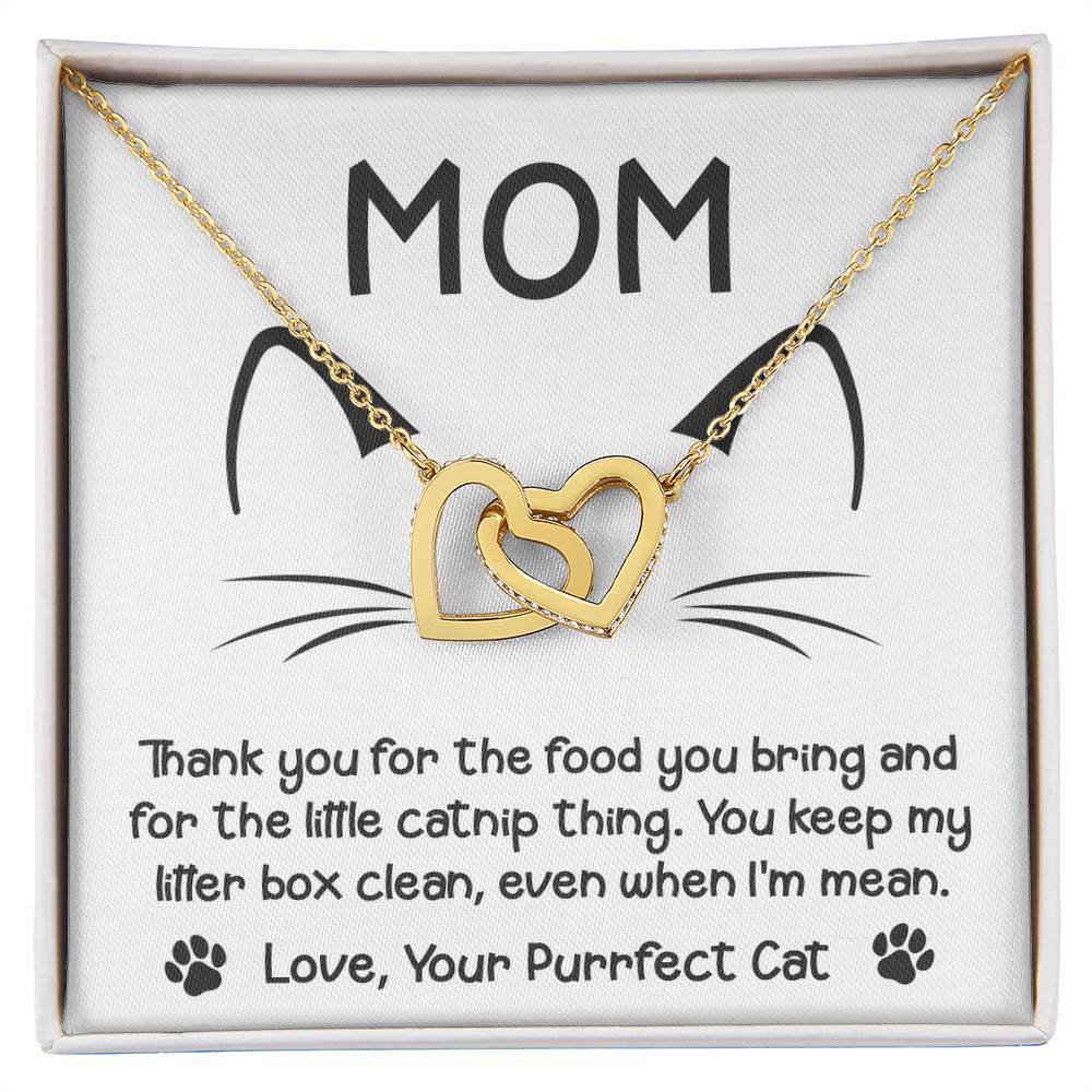 Cat Mom-When Im Mean-Interlocking Hearts Necklace