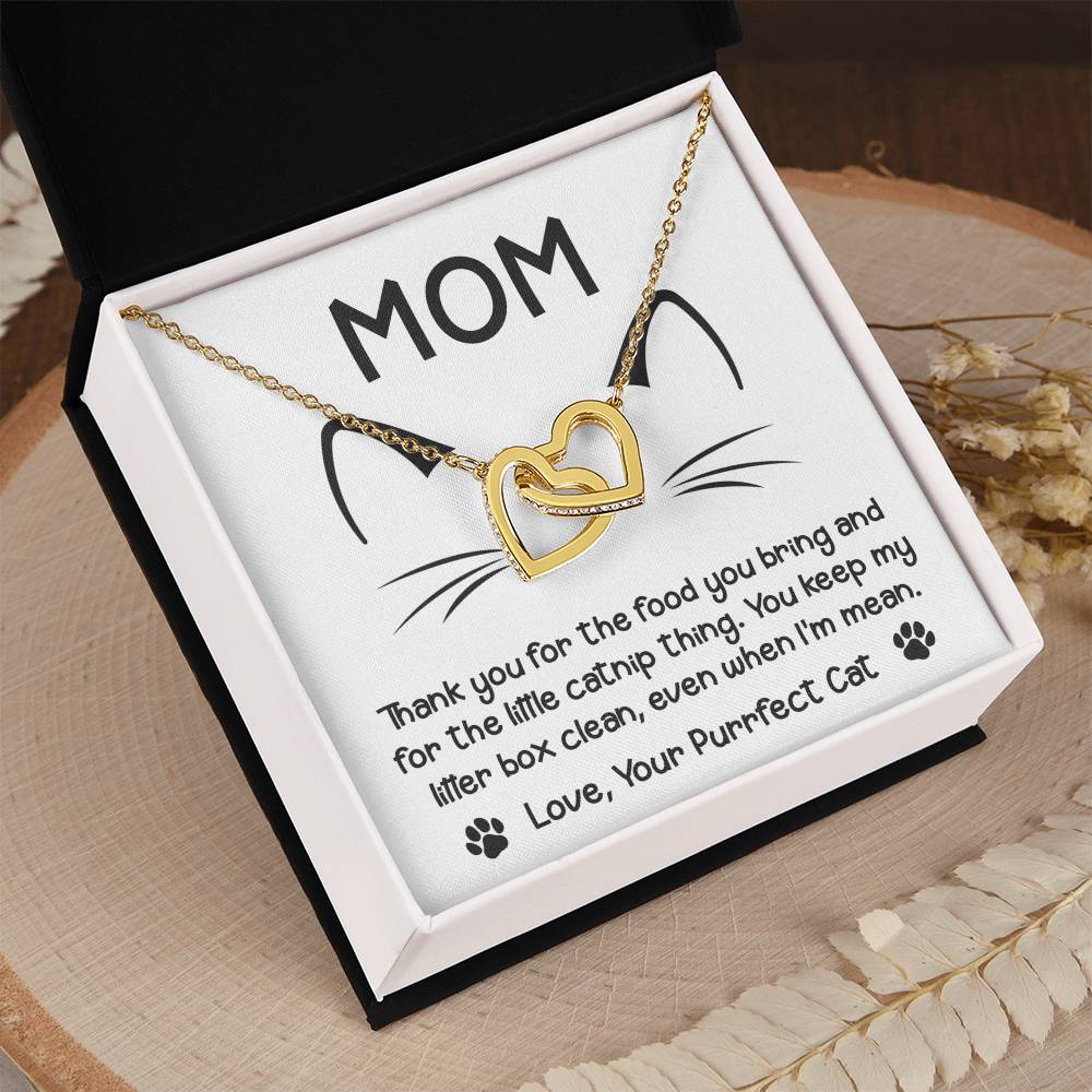 Cat Mom-When Im Mean-Interlocking Hearts Necklace