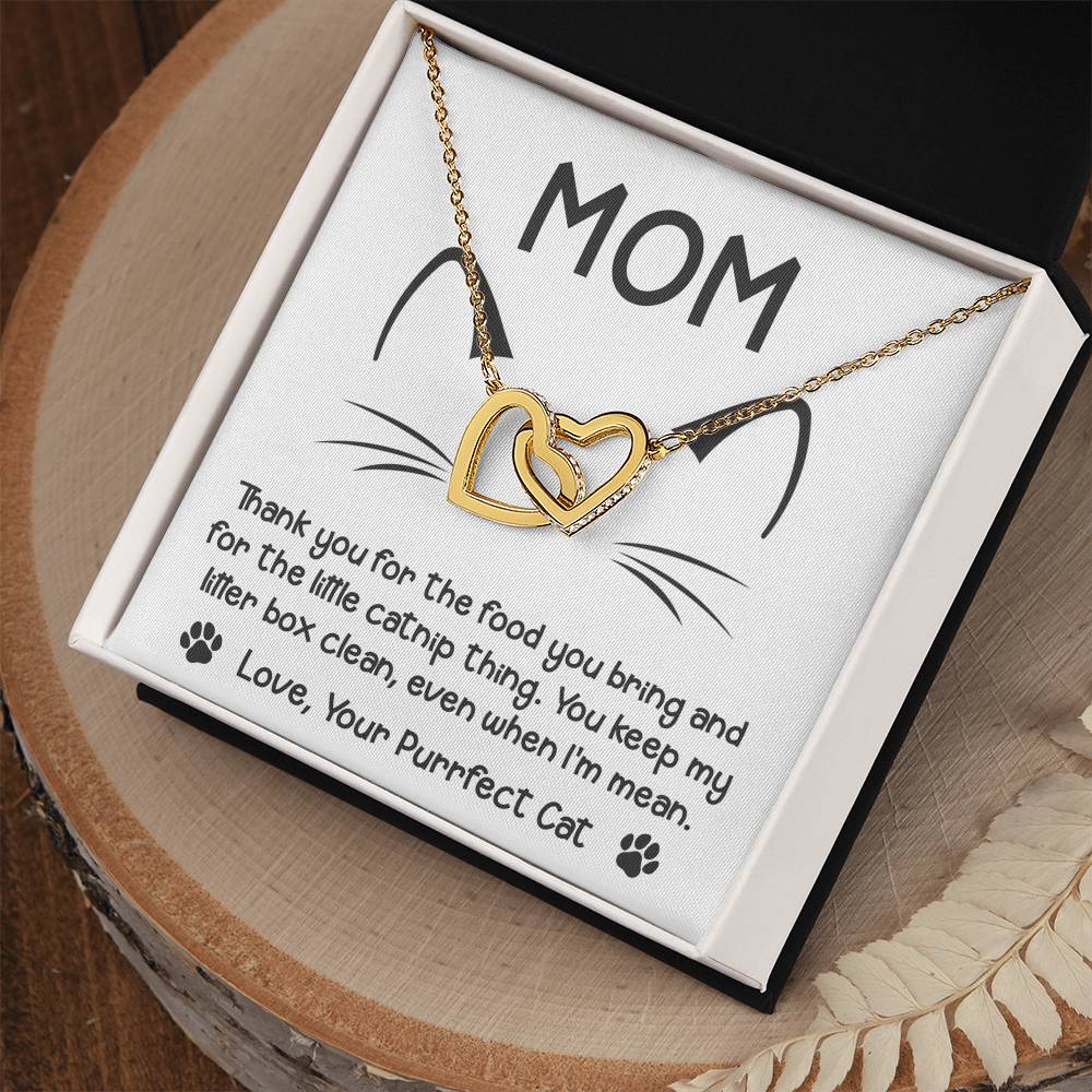 Cat Mom-When Im Mean-Interlocking Hearts Necklace