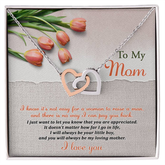 Mom-Go In Life-Interlocking Hearts Necklace