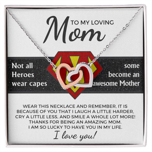 Mom-Awesome Mother-Interlocking Hearts Necklace