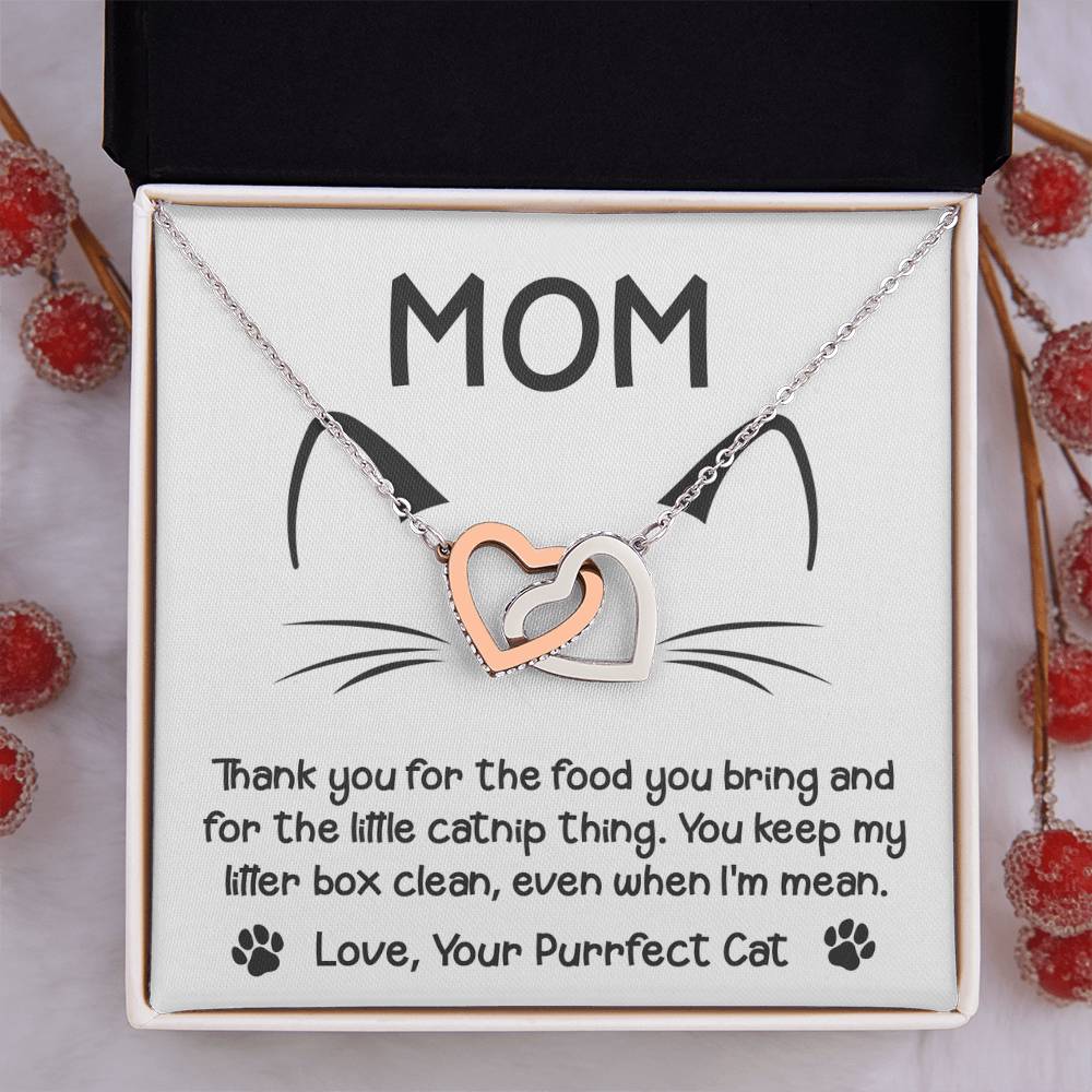 Cat Mom-When Im Mean-Interlocking Hearts Necklace