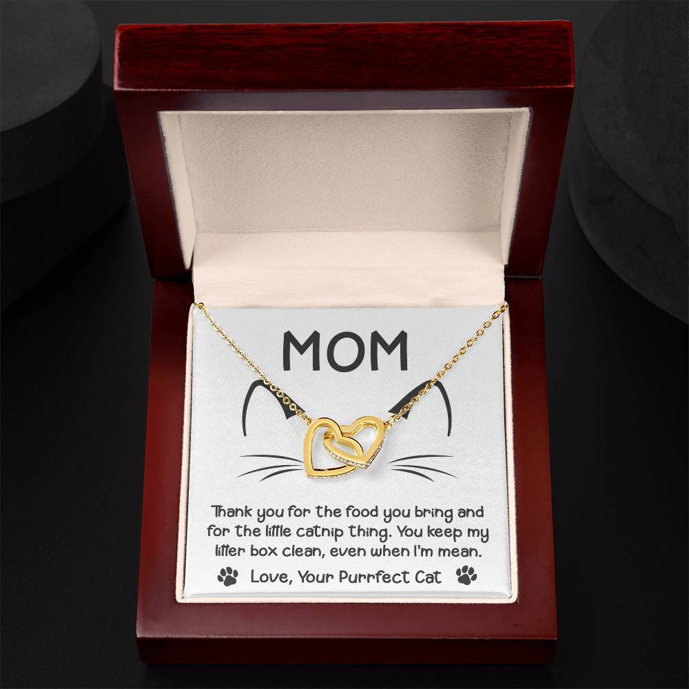 Cat Mom-When Im Mean-Interlocking Hearts Necklace