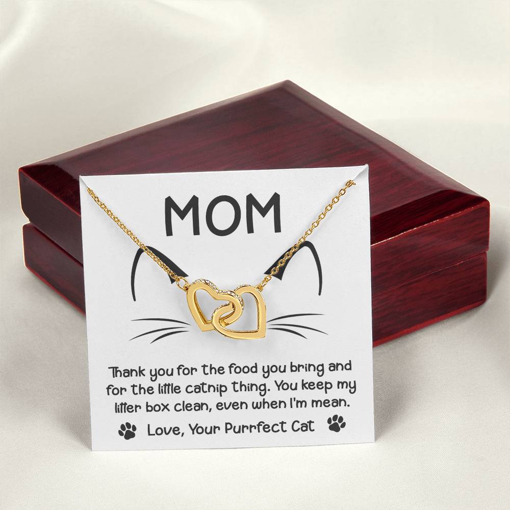 Cat Mom-When Im Mean-Interlocking Hearts Necklace