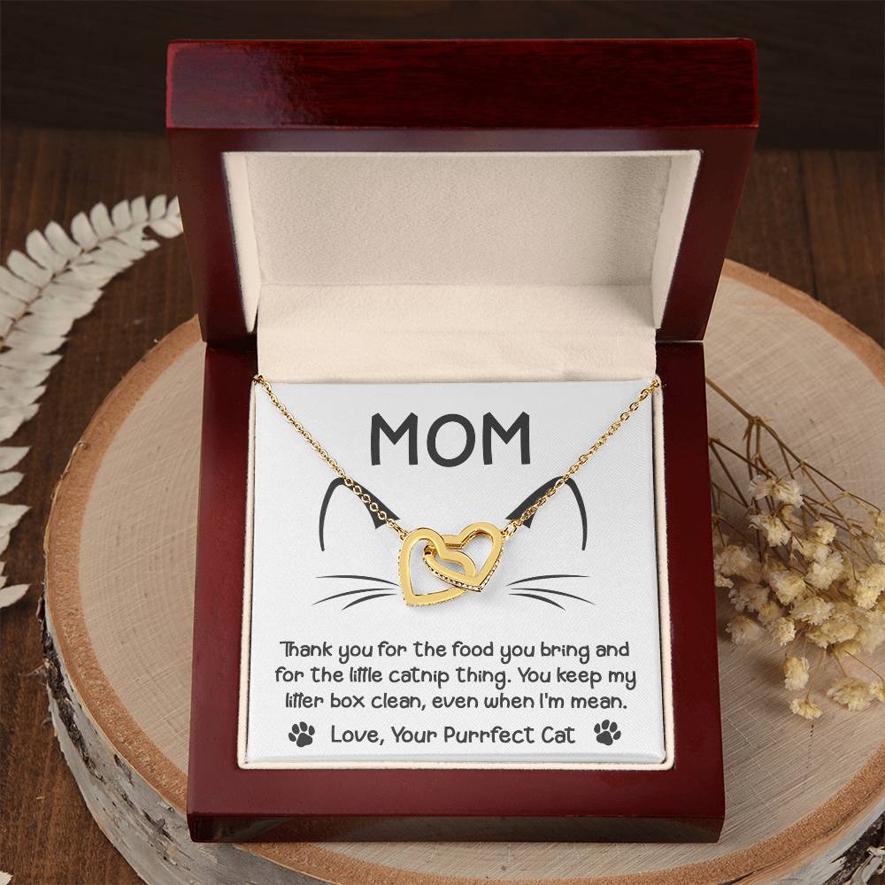 Cat Mom-When Im Mean-Interlocking Hearts Necklace