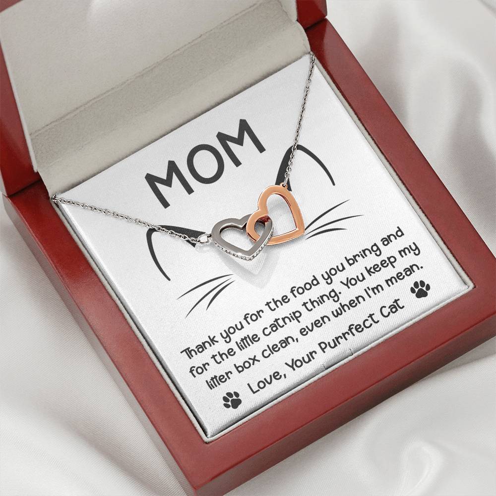 Cat Mom-When Im Mean-Interlocking Hearts Necklace