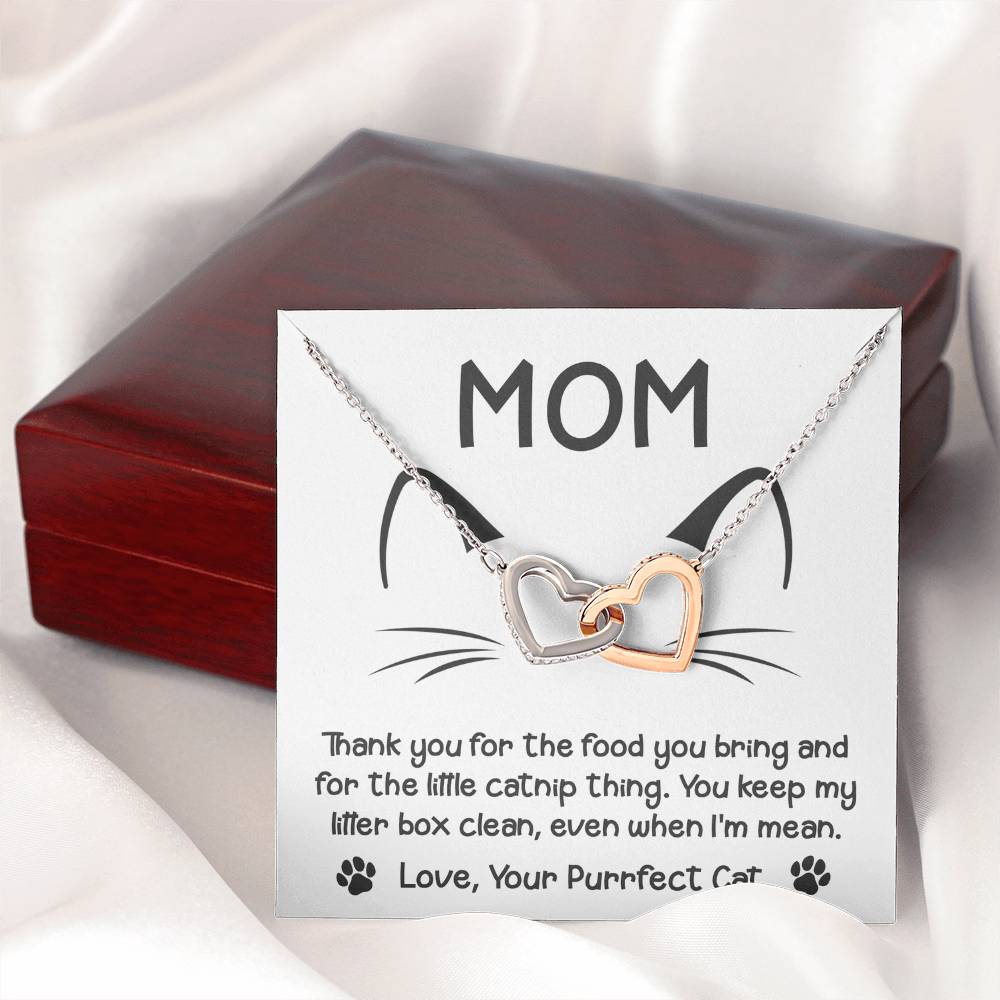 Cat Mom-When Im Mean-Interlocking Hearts Necklace