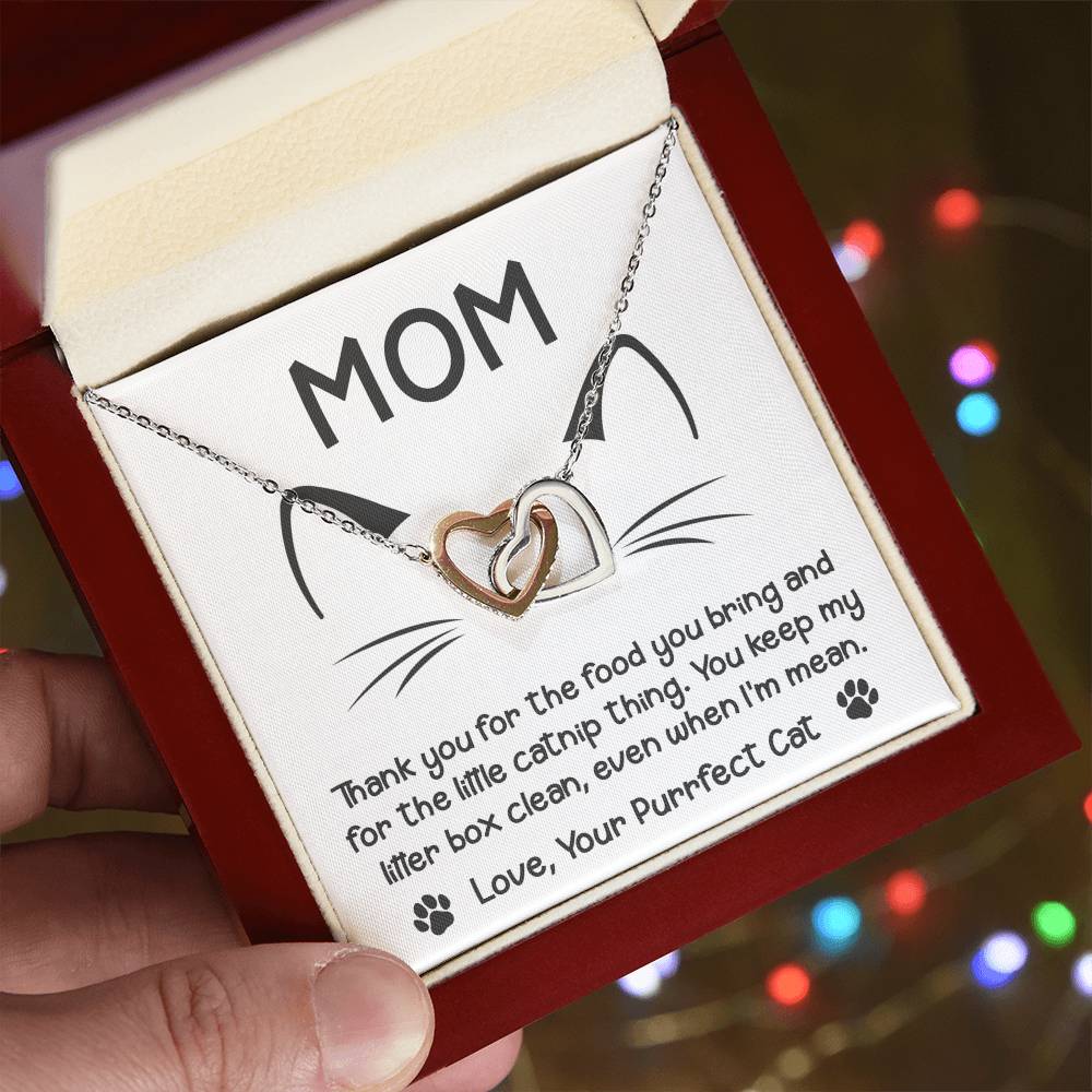 Cat Mom-When Im Mean-Interlocking Hearts Necklace