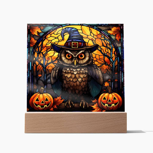Halloween-Owl Stained Glass-Acrylic Square