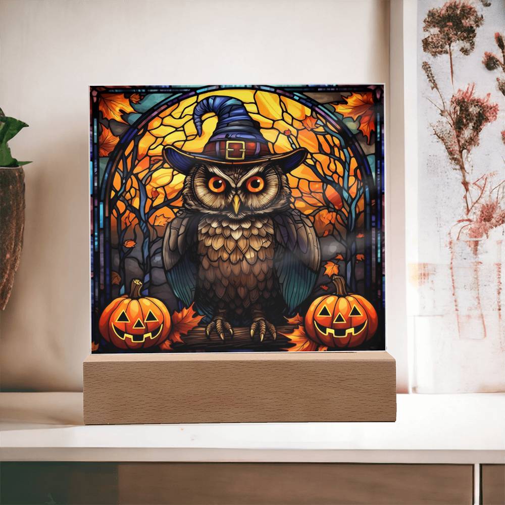 Halloween-Owl Stained Glass-Acrylic Square