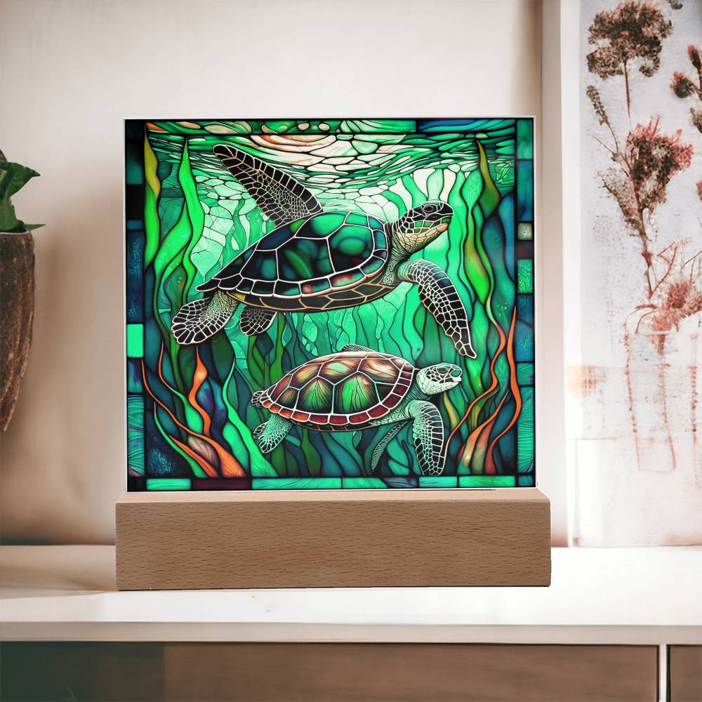 Stained Glass Turtle-Acrylic Square