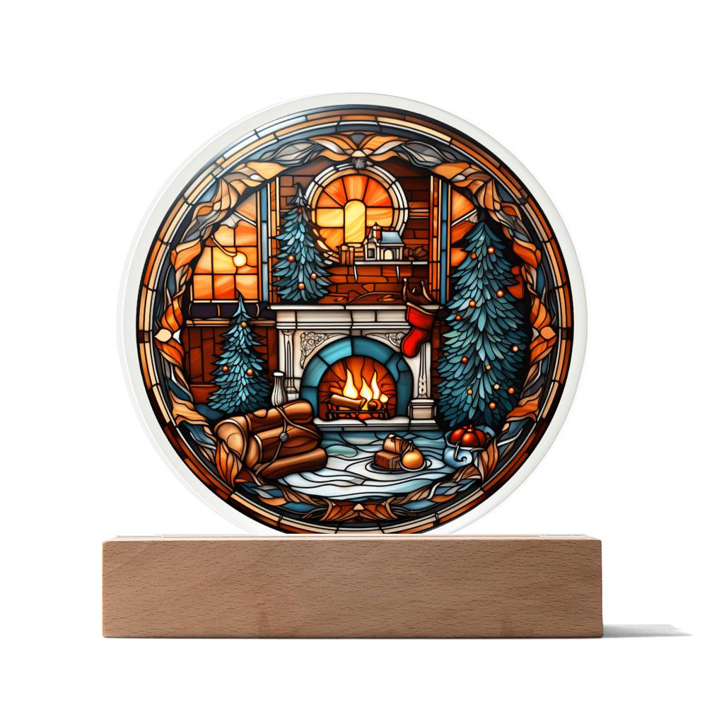 Christmas Fireplace-Acrylic Circle