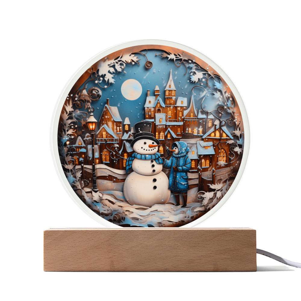 Snowman In Town-Acrylic Circle