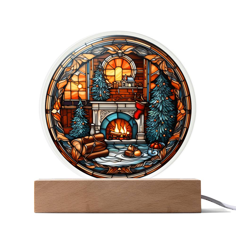 Christmas Fireplace-Acrylic Circle