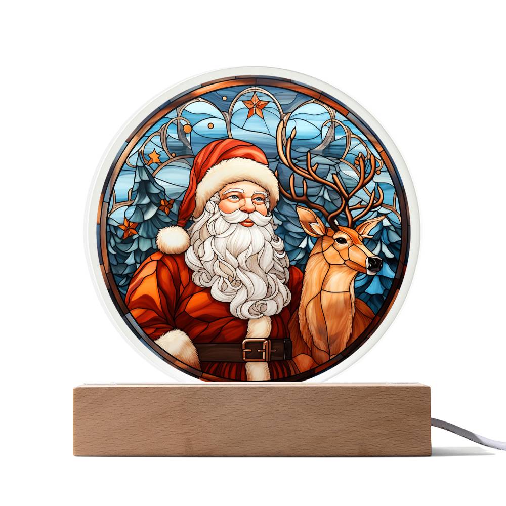 Santa & Reindeer-Acrylic Circle