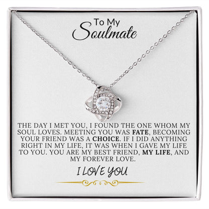 To My Soulmate Silver Love Knot